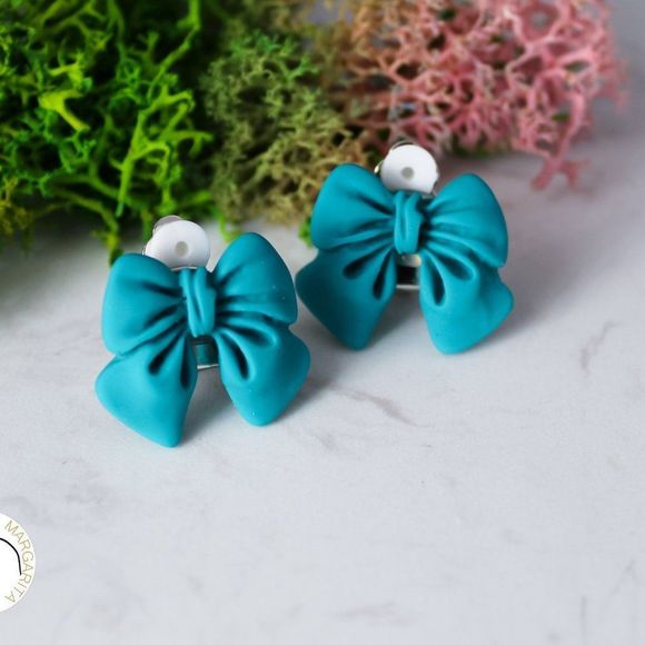 New handmade clip on earrings pastel color bow girls - Picture 5 of 7